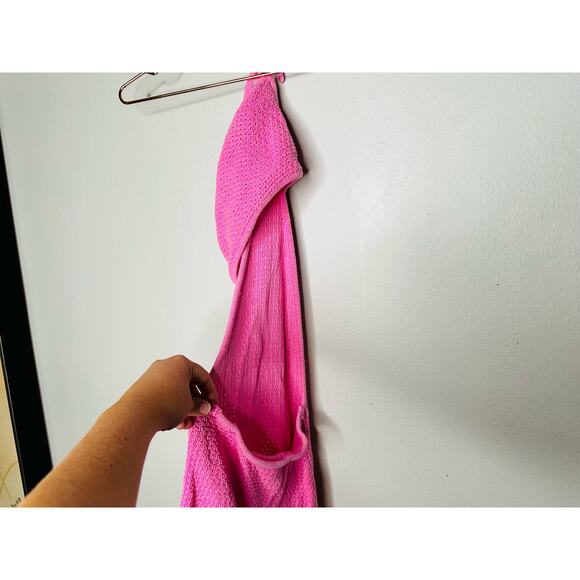 VICTOR GLEMAUD Pink Cotton Knit Middle Cutout Halter Necktie Dress size XS - Picture 7 of 11